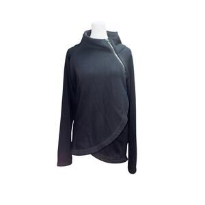 Athleta Womens Size Medium Black Cozy Karma Asym 1/4 Zip Pullover Top Athleisure